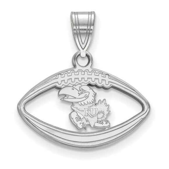 Sterling Silver U. of Kansas Football Pendant - Picture 1 of 3